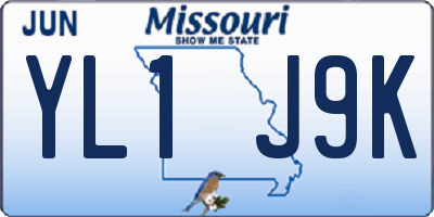MO license plate YL1J9K