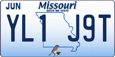 MO license plate YL1J9T