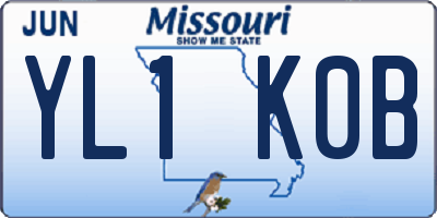 MO license plate YL1K0B