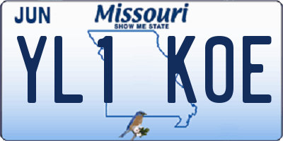 MO license plate YL1K0E