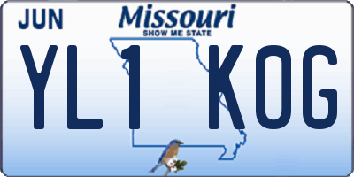 MO license plate YL1K0G