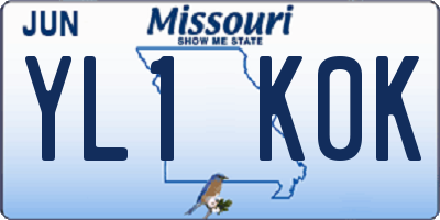 MO license plate YL1K0K