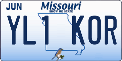MO license plate YL1K0R