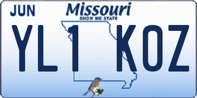 MO license plate YL1K0Z