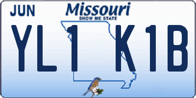 MO license plate YL1K1B