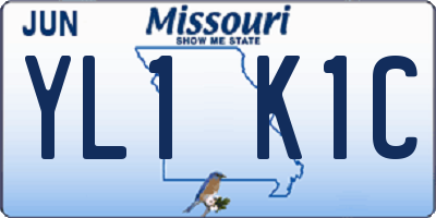 MO license plate YL1K1C