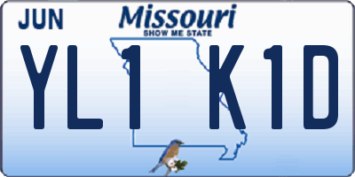 MO license plate YL1K1D