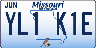 MO license plate YL1K1E
