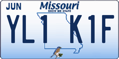 MO license plate YL1K1F