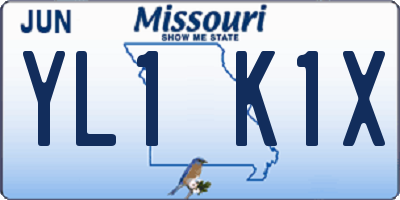 MO license plate YL1K1X