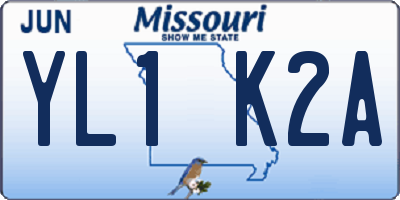 MO license plate YL1K2A