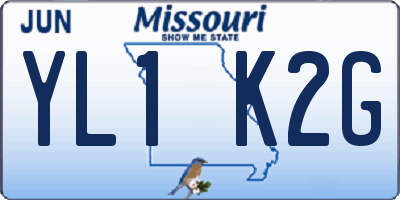 MO license plate YL1K2G