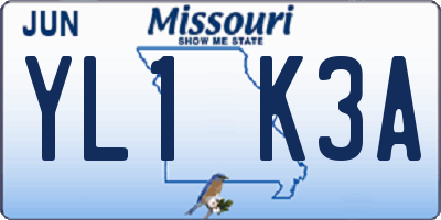 MO license plate YL1K3A