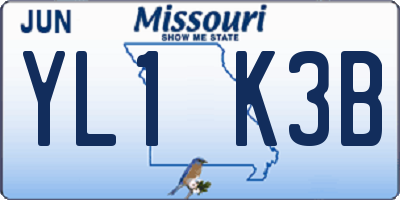 MO license plate YL1K3B