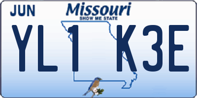 MO license plate YL1K3E