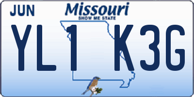 MO license plate YL1K3G