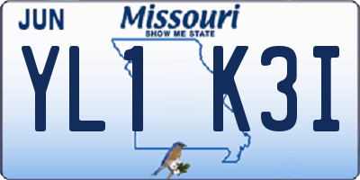 MO license plate YL1K3I