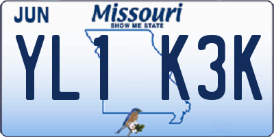 MO license plate YL1K3K