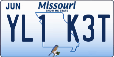 MO license plate YL1K3T