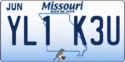 MO license plate YL1K3U