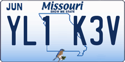 MO license plate YL1K3V