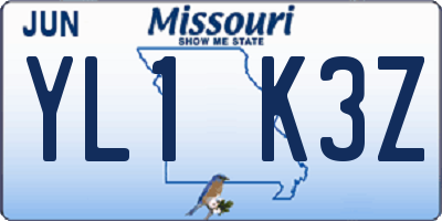 MO license plate YL1K3Z