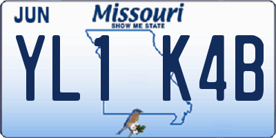 MO license plate YL1K4B