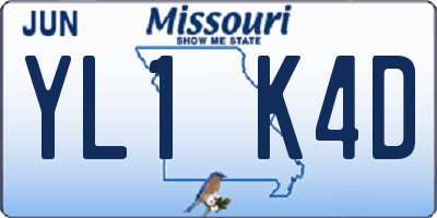 MO license plate YL1K4D