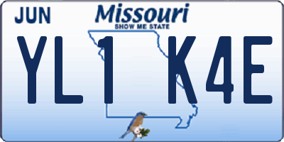 MO license plate YL1K4E