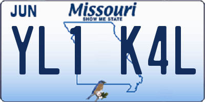 MO license plate YL1K4L