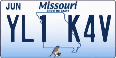 MO license plate YL1K4V
