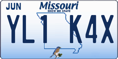 MO license plate YL1K4X