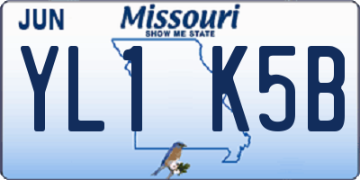 MO license plate YL1K5B