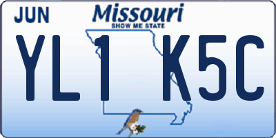 MO license plate YL1K5C