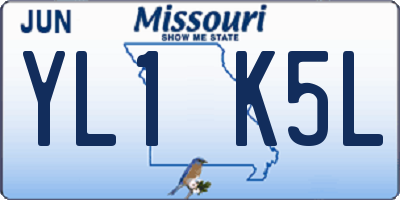 MO license plate YL1K5L