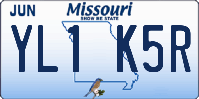 MO license plate YL1K5R