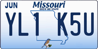 MO license plate YL1K5U