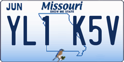 MO license plate YL1K5V