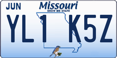 MO license plate YL1K5Z