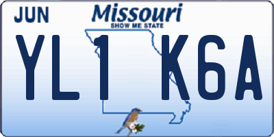 MO license plate YL1K6A