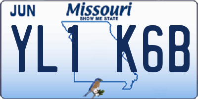 MO license plate YL1K6B
