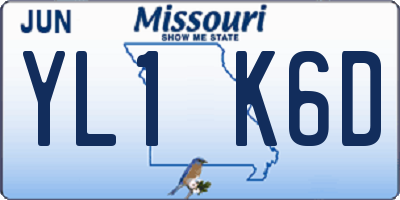 MO license plate YL1K6D