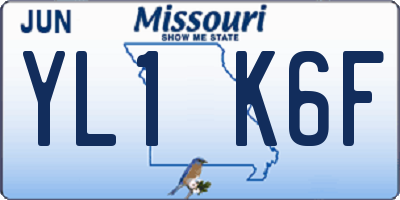 MO license plate YL1K6F