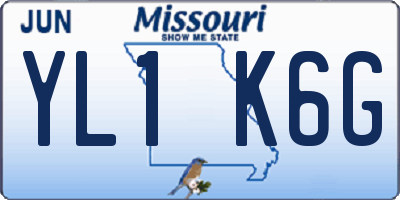 MO license plate YL1K6G