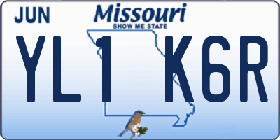 MO license plate YL1K6R