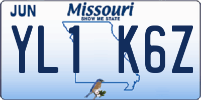 MO license plate YL1K6Z