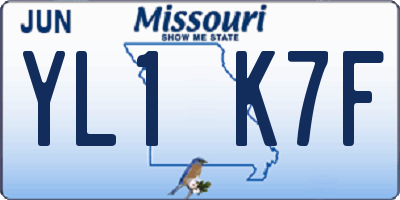 MO license plate YL1K7F