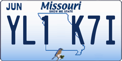 MO license plate YL1K7I