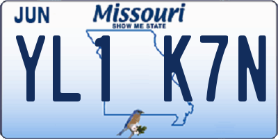 MO license plate YL1K7N