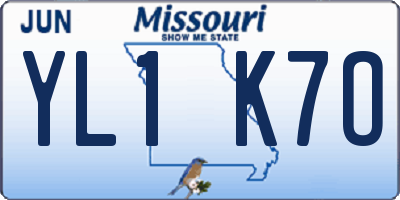 MO license plate YL1K7O